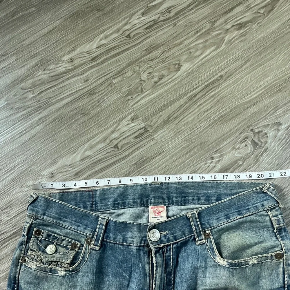 True Religion Billy Super T Jeans Mens 40 Blue Distressed Straight Made in USA